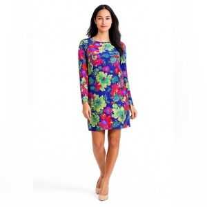 J.Crew Silk Floral Long Sleeve Shift Dress Multicolor Jewel Tone Size 2